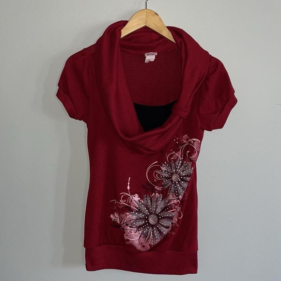 Bling Bling Y2K Cowlneck Top - Picture 1 of 6